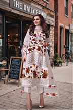 White Floral Lawn Embroidered Ready-to-Wear 3 Piece Suit