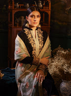 Deep Noir Black & Muted Gold: Embroidered Velvet Suit