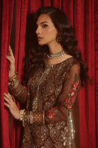 Amber Mocha Embroidered Chiffon 3-Piece – Ready to Wear