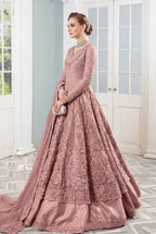 Dusty Mauve Pink: Net Heavy Bridal Gown Suit
