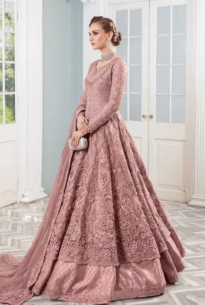 Dusty Mauve Pink: Net Heavy Bridal Gown Suit