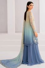 Ocean Mist – Blue-Grey Chiffon 3-Piece - Ready To Wear
