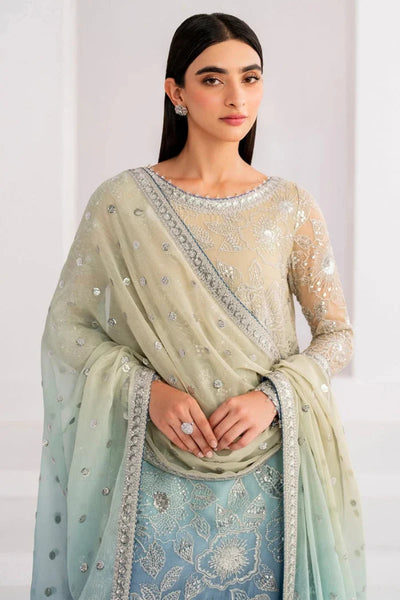 Ocean Mist – Blue-Grey Chiffon 3-Piece - Ready To Wear