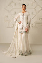 Moonlight Ivory: Embroidered Chiffon Suit