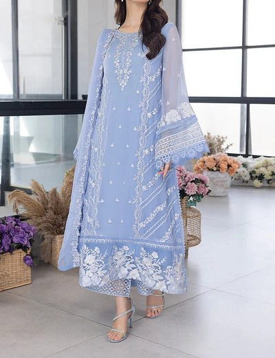 3 Piece Stitched Organza Full Embroidered Suit - Ready To Wear