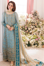 Pastel Ice Blue: Embroidered Chiffon Suit | Ready To Wear