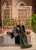 Emerald Green & Antique Gold: Embroidered Velvet Suit