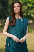 Bottle Green Luxury Heavy Embroidered Lawn 3-Piece Ready-to-Wear