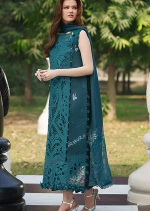 Bottle Green Luxury Heavy Embroidered Lawn 3-Piece Ready-to-Wear