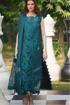 Bottle Green Luxury Heavy Embroidered Lawn 3-Piece Ready-to-Wear