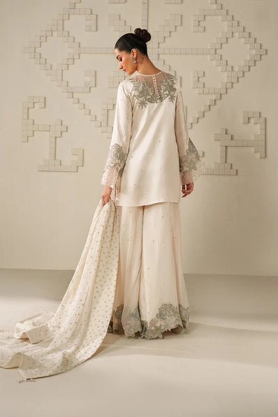 Moonlight Ivory: Embroidered Chiffon Suit
