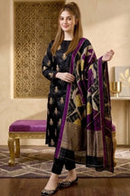 Midnight Black & Gold: Silk Suit With Pearls & Beads Handwork