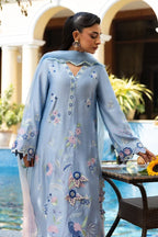 Sky Blue & Pastel Accent: Embroidered Silk Suit | Ready To Wear