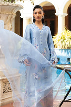 Sky Blue & Pastel Accent: Embroidered Silk Suit | Ready To Wear