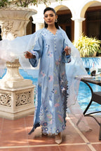Sky Blue & Pastel Accent: Embroidered Silk Suit | Ready To Wear