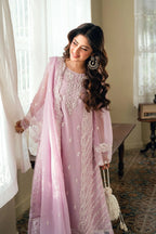 Pastel Lavender & Soft White: Embroidered Chiffon Suit