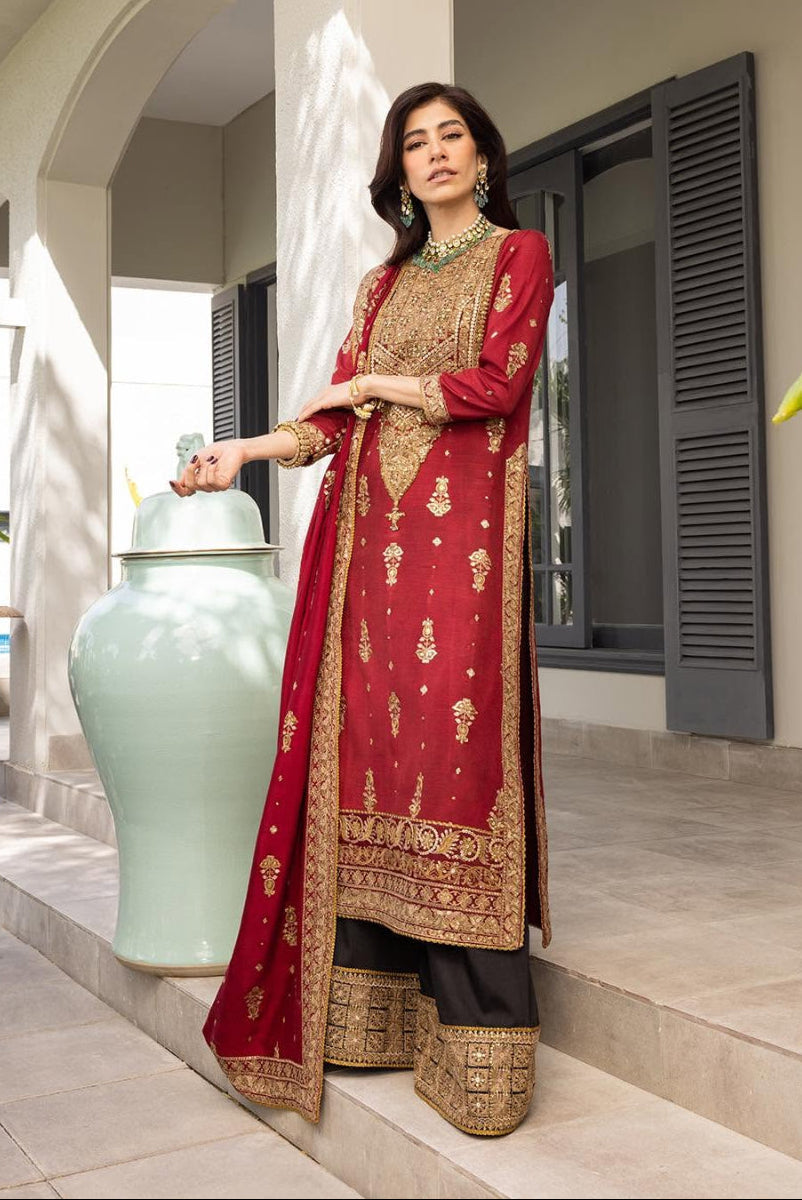 3-Piece Semi Pure Chiffon Suit-Ready To Wear