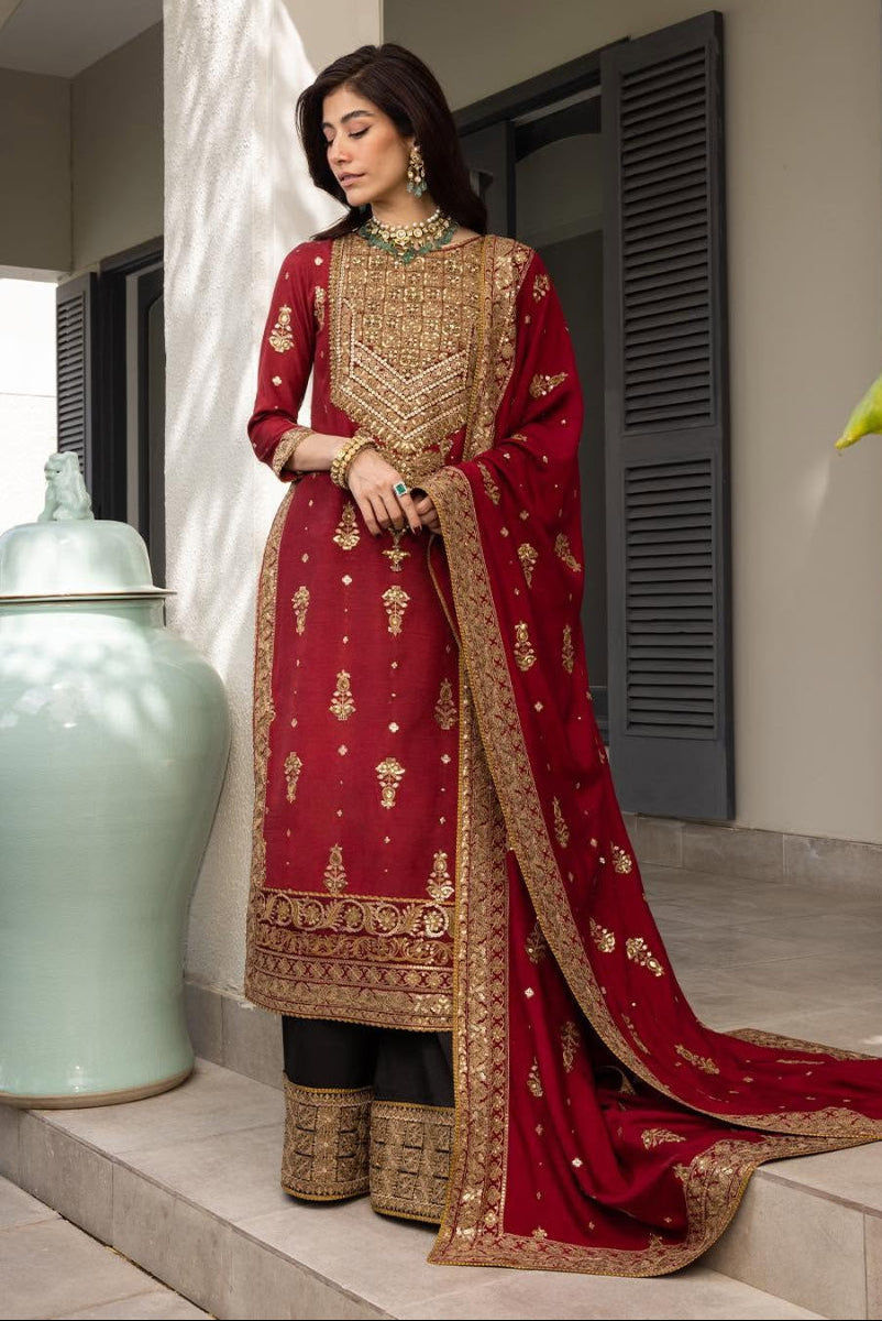 3-Piece Semi Pure Chiffon Suit-Ready To Wear