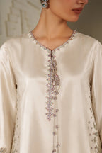 Moonlight Ivory: Embroidered Chiffon Suit