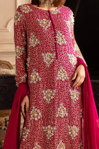 Hot Pink & Shimmering Silver: Embroidered Chiffon Suit | Ready To Wear