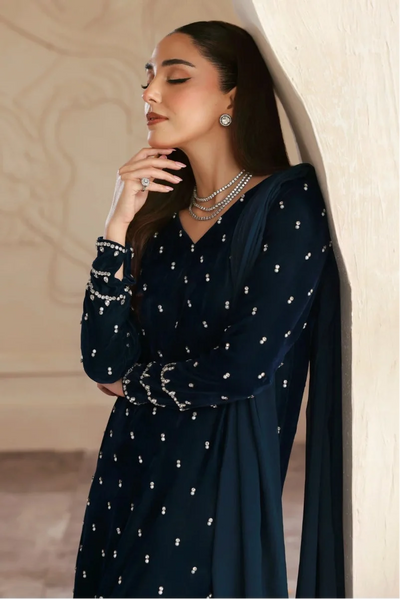Midnight Blue Luxury Velvet 3-Piece Ready-to-Wear Suit