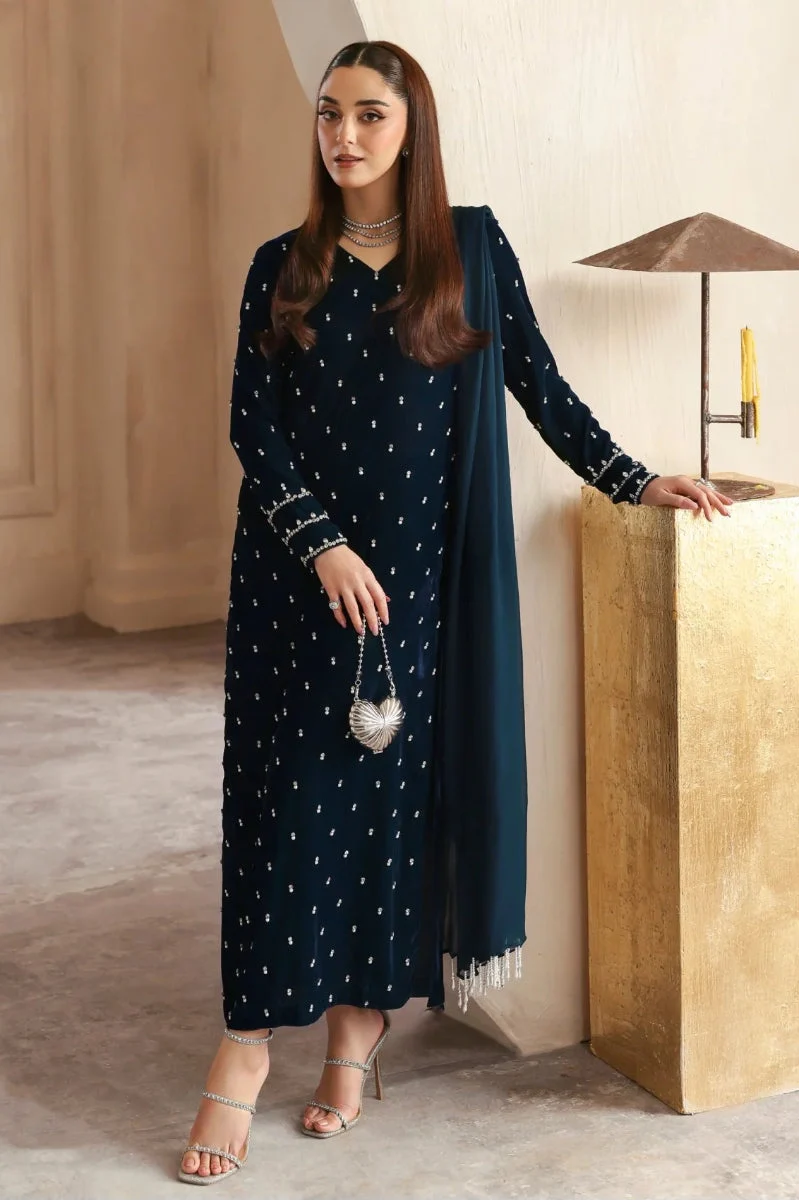 Midnight Blue Luxury Velvet 3-Piece Ready-to-Wear Suit