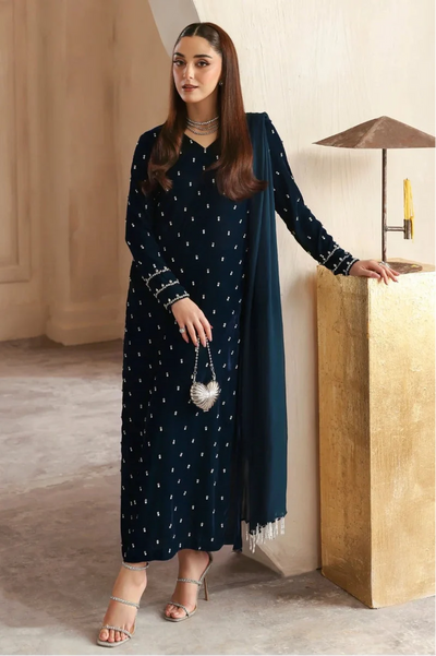 Midnight Blue Luxury Velvet 3-Piece Ready-to-Wear Suit