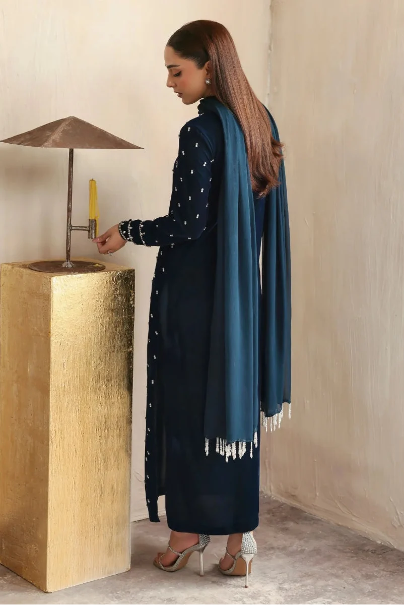 Midnight Blue Luxury Velvet 3-Piece Ready-to-Wear Suit