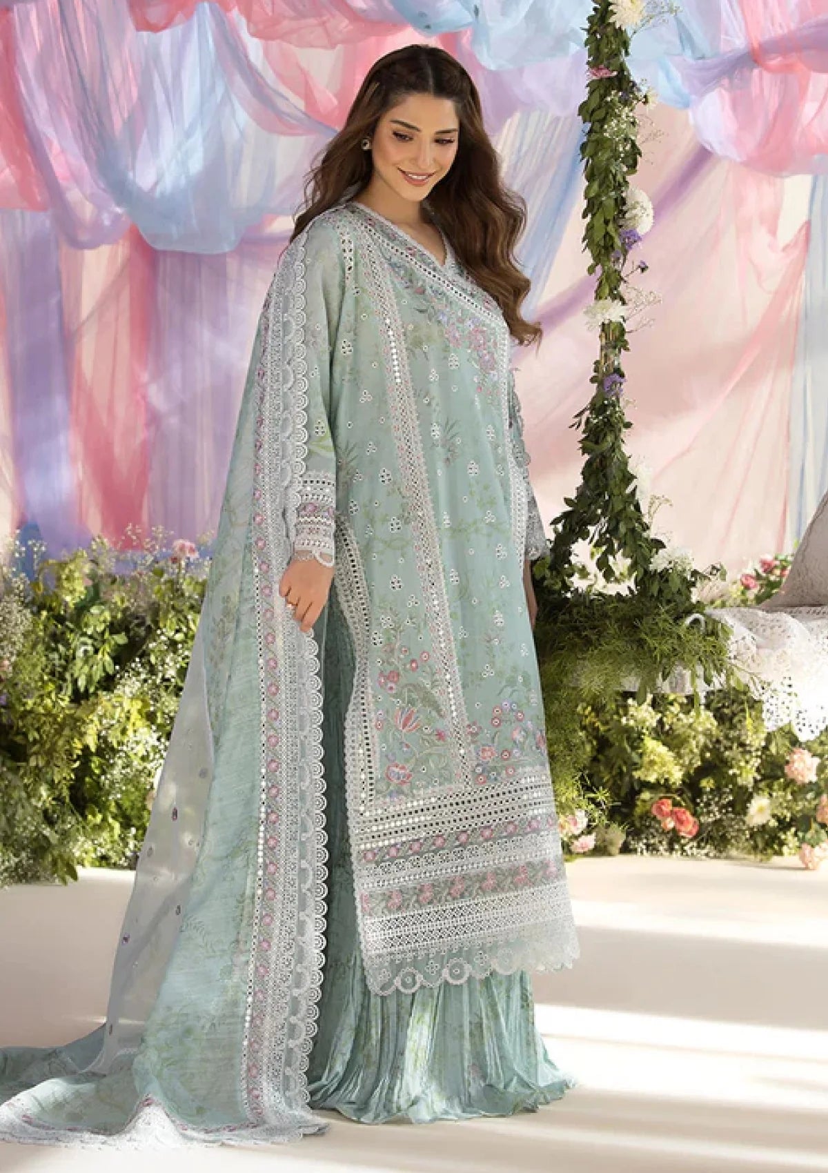 Refreshing Ice Mint: Printed Lawn Suit | Ready To Wear