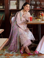 Pastel Lilac & Soft Ivory: Embroidered Cotton Suit