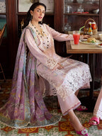 Pastel Lilac & Soft Ivory: Embroidered Cotton Suit