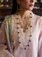 Pastel Lilac & Soft Ivory: Embroidered Cotton Suit