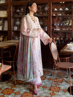 Pastel Lilac & Soft Ivory: Embroidered Cotton Suit