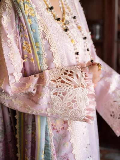 Pastel Lilac & Soft Ivory: Embroidered Cotton Suit