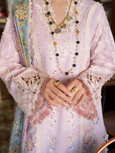 Pastel Lilac & Soft Ivory: Embroidered Cotton Suit