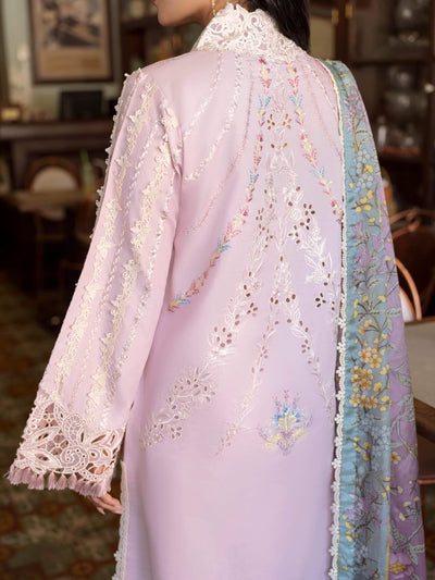 Pastel Lilac & Soft Ivory: Embroidered Cotton Suit