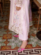 Pastel Lilac & Soft Ivory: Embroidered Cotton Suit