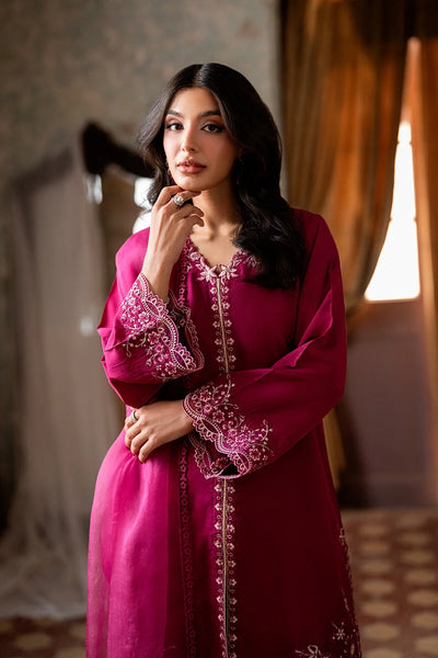 Rich Fuchsia Berry & Silver: Embroidered Chiffon Suit