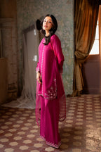 Rich Fuchsia Berry & Silver: Embroidered Chiffon Suit