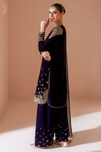 3 Piece Stitched Velvet Suit - Ready To Wear