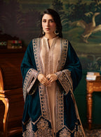 Champagne Gold & Peacock Teal: Maysoor Silk Suit