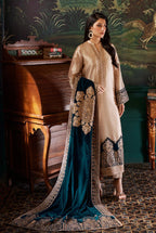 Champagne Gold & Peacock Teal: Maysoor Silk Suit