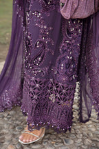 Deep Amethyst Violet: Embroidered Chiffon Suit