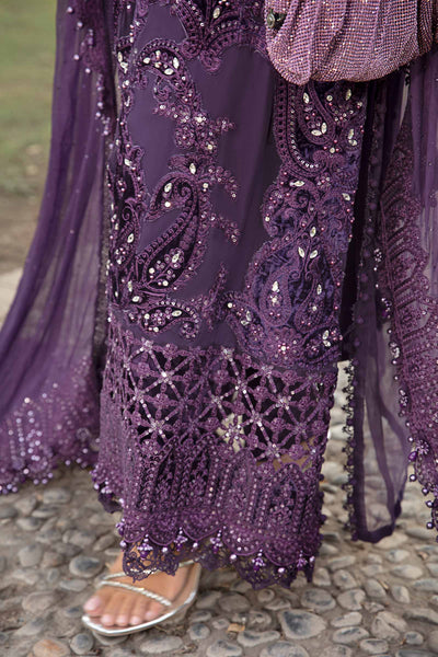 Deep Amethyst Violet: Embroidered Chiffon Suit