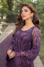 Deep Amethyst Violet: Embroidered Chiffon Suit