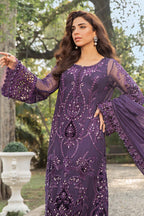 Deep Amethyst Violet: Embroidered Chiffon Suit