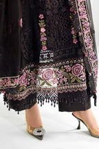 Jet Black & Blush Pink Accent: Embroidered Chiffon Suit