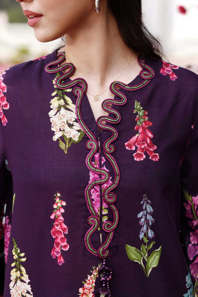Plum Violet Flora: Embroidered Lawn Suit | Ready To Wear