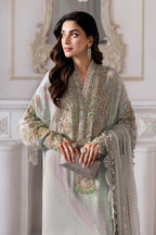 Metallic Shimmer: Embroidered Chiffon Suit