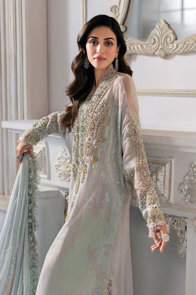 Metallic Shimmer: Embroidered Chiffon Suit